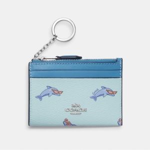 Coach Mini Skinny Id Case With Dolphin Print - Colour: Blue Multi - Brand New